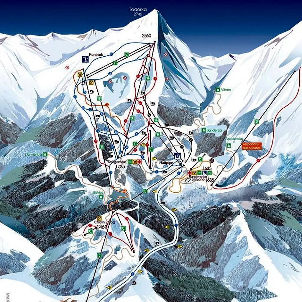 Ски зона и карта на курорта Банско близо до къща за гости Зашева